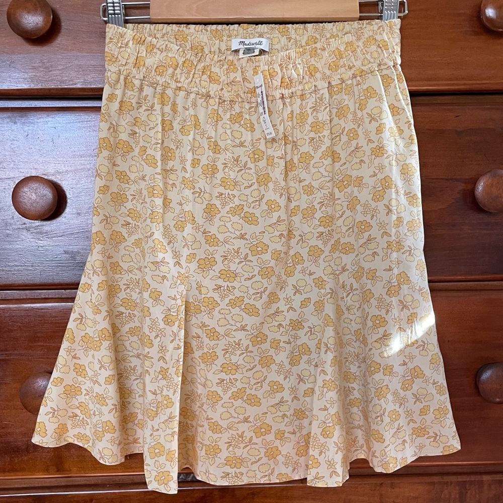 Madewell NWT Pull-on Swing Mini Skirt Yellow Floral - XS